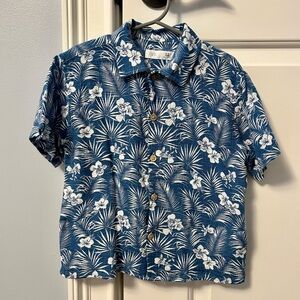 Zara Boys Tropical Blue Floral Kids Shirt